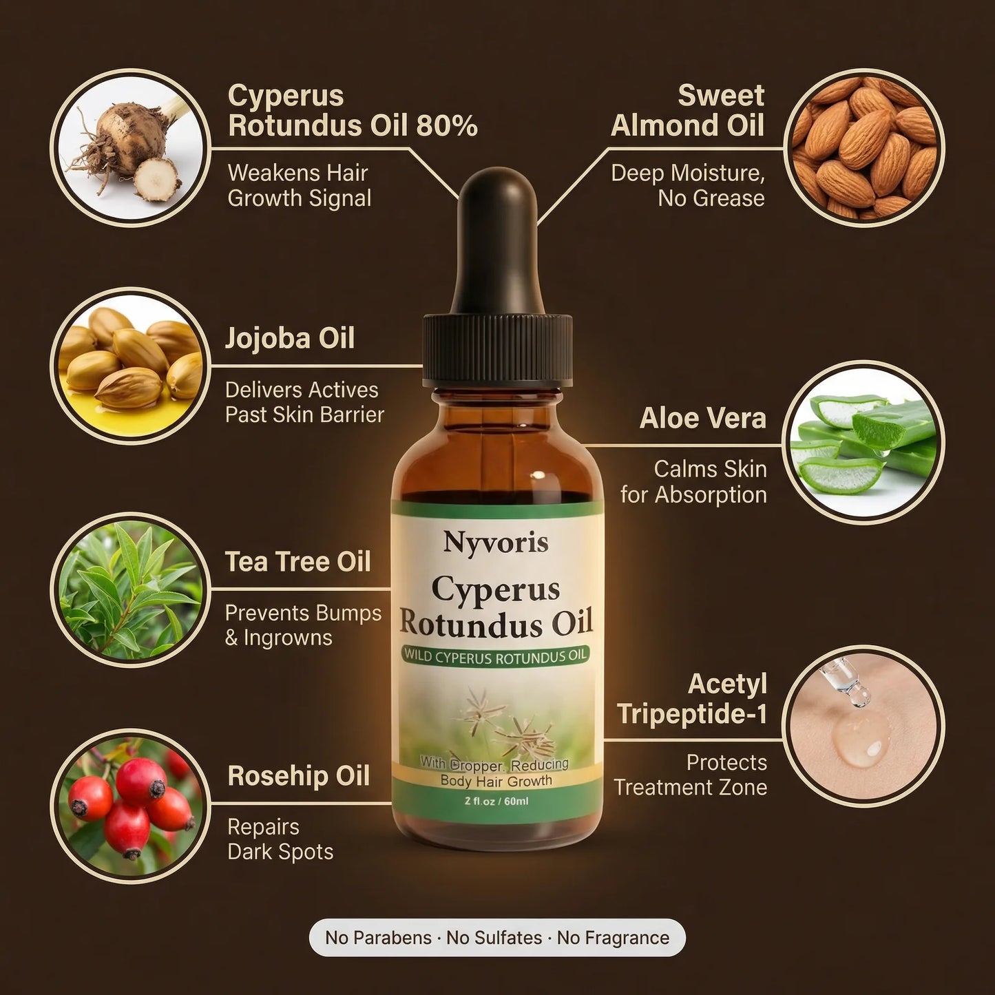 Cyperus rotundus oil for reducing unwanted hair